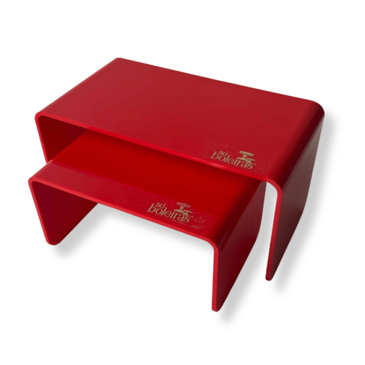 Red glossy colorful pair of stands