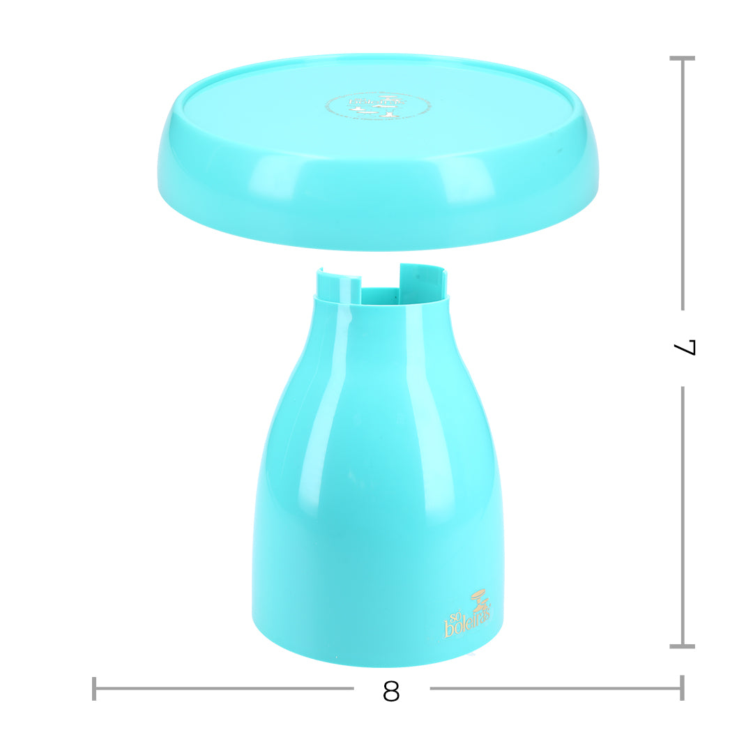mushroom turquoise cake stand - 8x7 inches