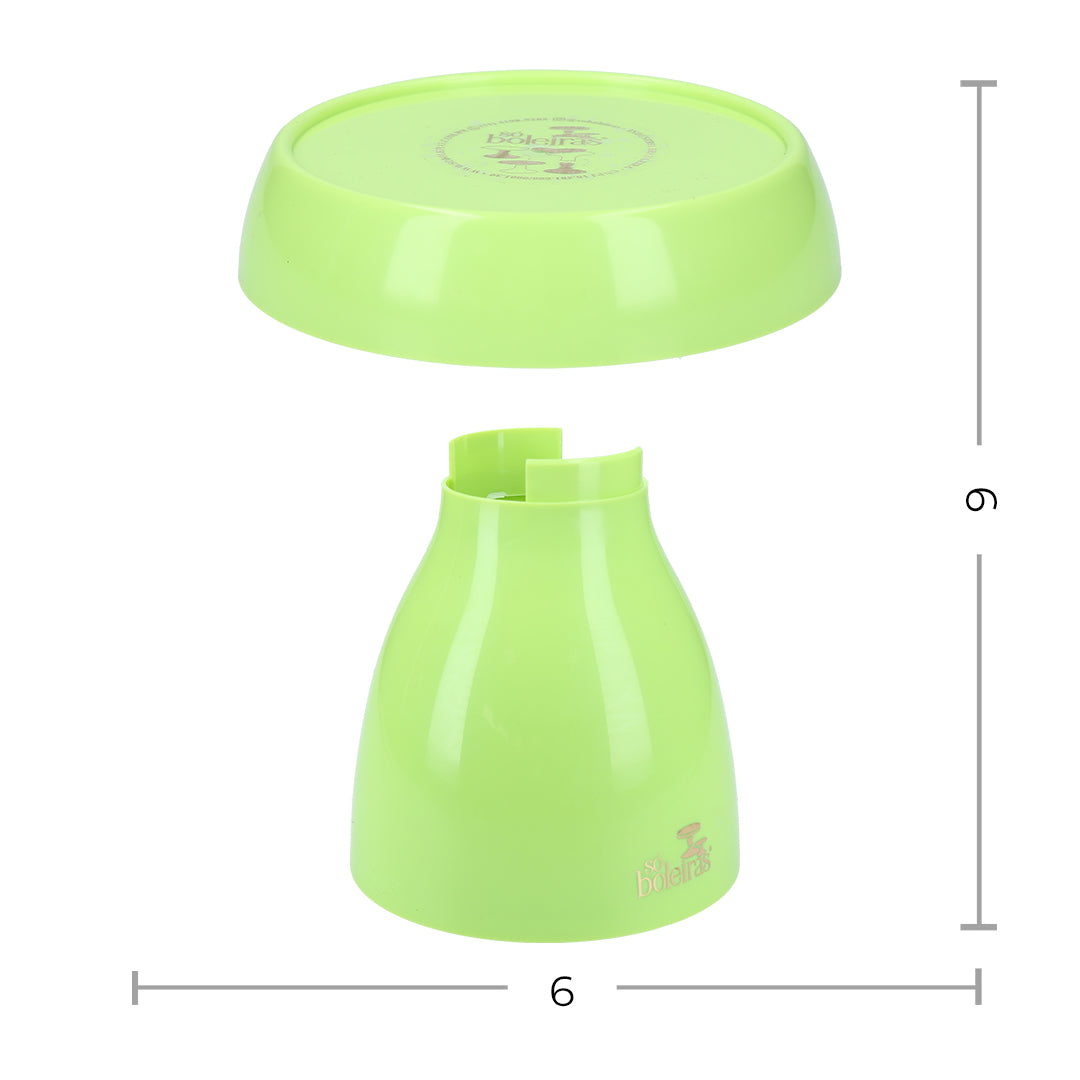 mushroom lime green cake stand - 6x6 inches