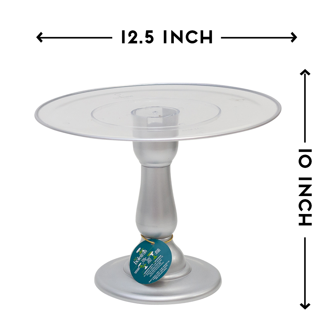 Silver Clean Cake Stand - 12.5 x 10 inches