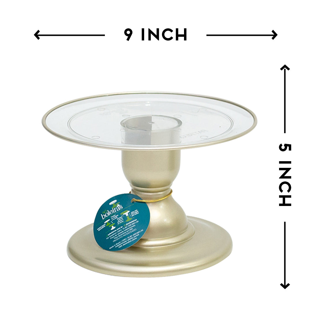 Golden Clean Cake Stand - 9 x 5 in
